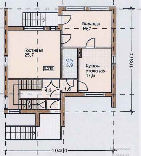 План первого этажа кирпичного двухэтажного дома